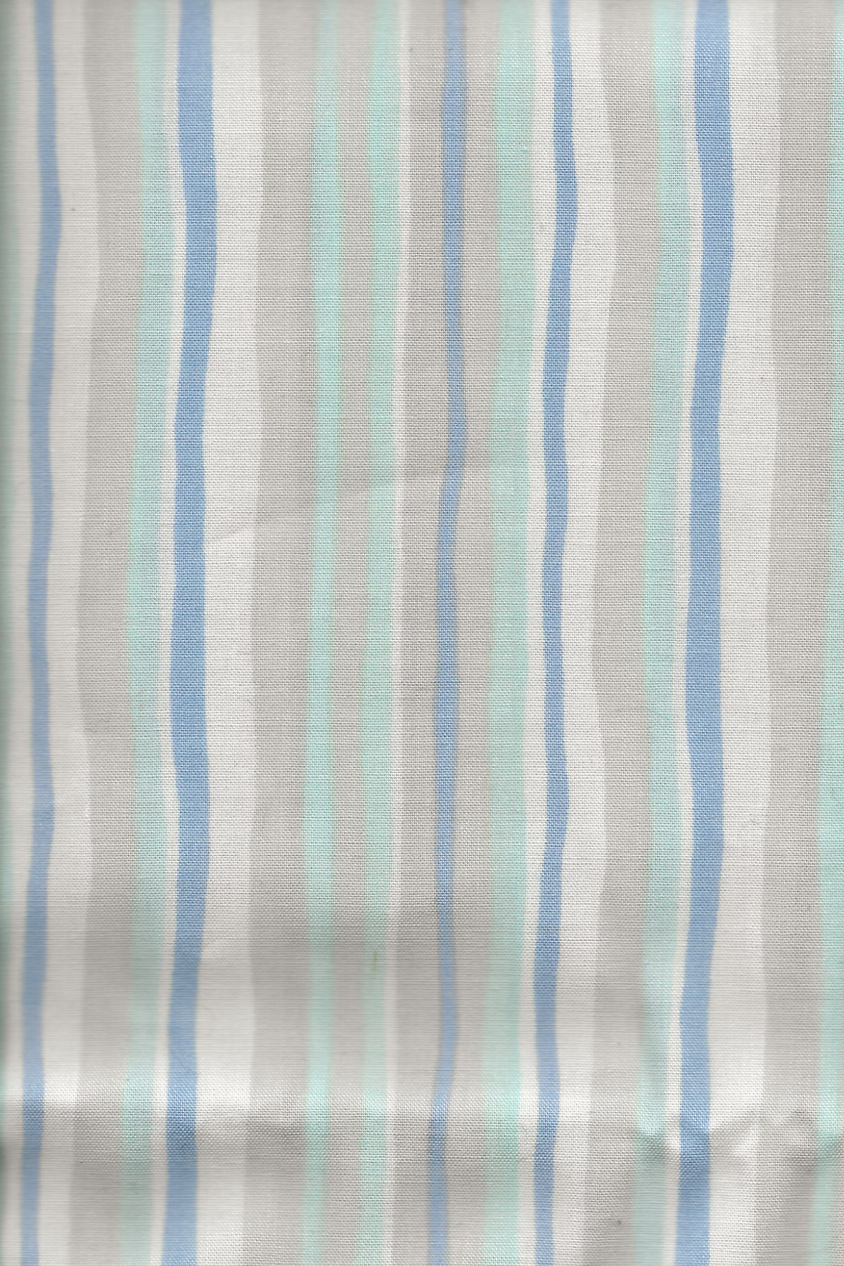 cotton fabric with wobbly blue, beige, light turquoise stripes